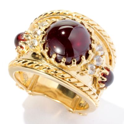 SS/YV GARNET AND WHITE SAPP RING