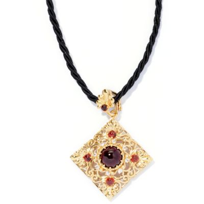 SS/YV GARNET AND WHT SAPP PEND WITH ENHANCER W/CHORD
