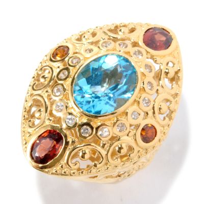 SS/YV SWISS BLUE TOPAZ PENDANT W/ MOCHA ACCENTS W/ CHAIN