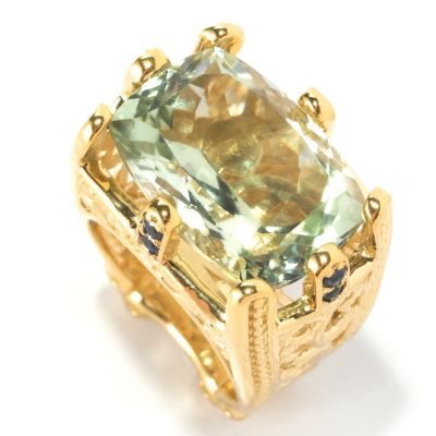SS/YV PRASEOLITE AND BLUE SAPP RING