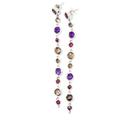 127-123 - Dallas Prince Designs Sterling Silver 11.72ctw Multi Gemstone 3.75'' Dangle Earrings