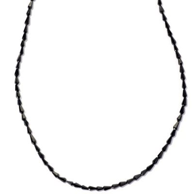 127-130 - Gem Insider Sterling Silver 18'' Black Spinel Drop Shaped Bead Necklace
