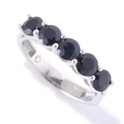 127-131 - Gem Treasures Sterling Silver 1.50ctw Black Spinel Five-Stone Ring