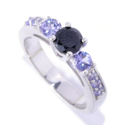 127-135 - Gem Treasures Sterling Silver 2.34ctw Black Spinel & Blue Tanzanite Ring 