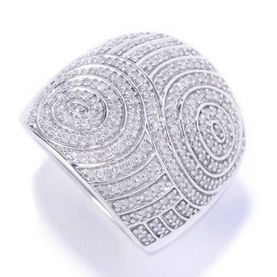 127-140 - Diamond Treasures Sterling Silver 0.75ctw Diamond Swirl Wide Ring