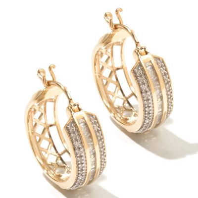 14K YG .5CT DIAMOND HOOP EARRINGS