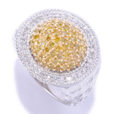 SS 1.00CTW ROUND CHOICE DIAMOND RING W/ WHITE DIAMONDS