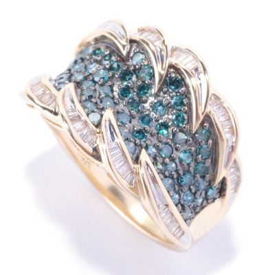 14K YG 1.00 CTW BLUE & WHITE DIAMOND RING