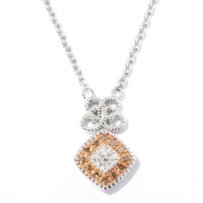 127-182 - Diamond Treasures Sterling Silver 0.32ctw White & Colored Diamond Pendant w/ Chain