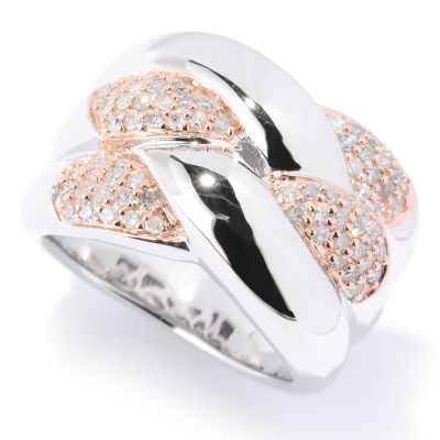 127-185 - Diamond Treasures Sterling Silver 0.52ctw Diamond Intertwined Pave Ring 