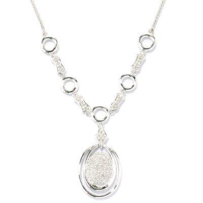 SS PAVE DIAMOND CIRCLE NECKLACE WITH CIRCLE CHAIN