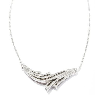 SS CHEVRON NECK WITH BLK AND WHITE DIAMOND CHAIN