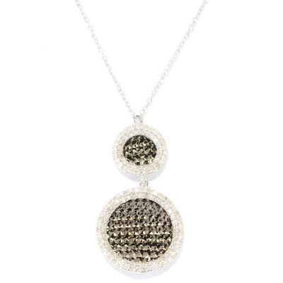 127-192 - Diamond Treasures Sterling Silver 0.80ctw Diamond Double Circle Pendant w/ Chain