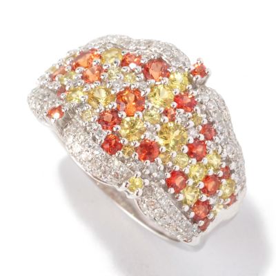 127-197 - EFFY 14K White Gold 2.56ctw Diamond, Orange & Yellow Sapphire Scatter Ring 