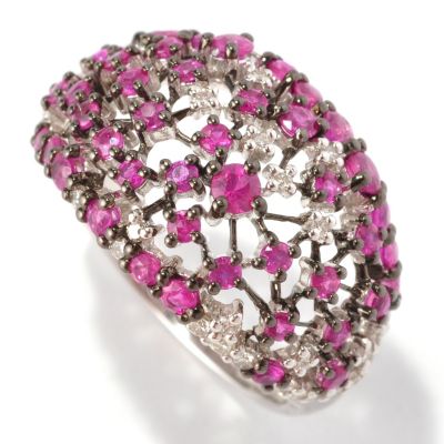 EFFY 14K WG DIAMOND & RUBY RING