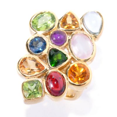 SS/18KGP RING MULTI SHAPE BEZEL-SET GEMSTONE