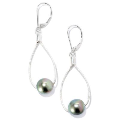 SS 9-10mm SEMI-BAROQUE TAHITIAN LEVERBACK EARRINGS ON WIRE