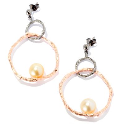 SS/RP 9-10mm GOLDEN SOUTH SEA PEARL ORGANIC EARRINGS