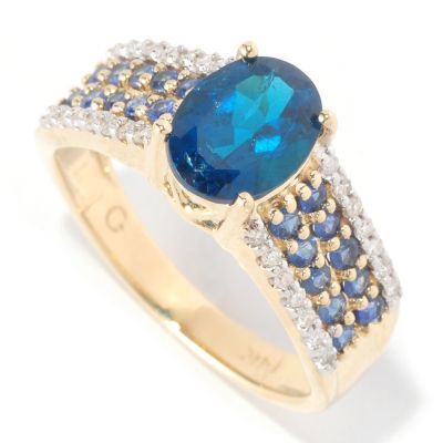 14K NEON BLUE APATITE AND DIAMOND RING