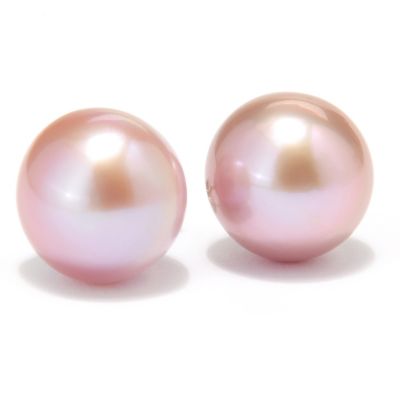 SS 12-13mm EDISON NATURAL PINK FWP STUD EARRINGS