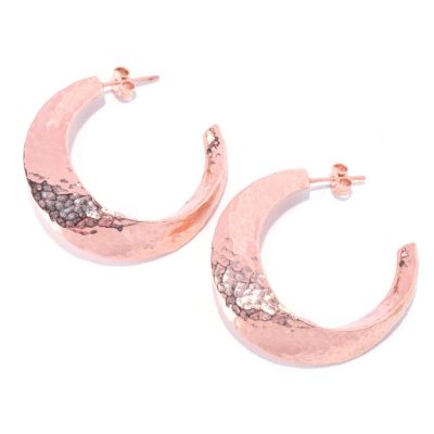 127-287 - Italian Designs with Stefano 14K Rose Gold ''Oro Vita'' Electroform Hammered Earrings