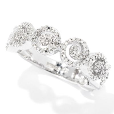 SS/PLAT RING .10CT DIAMOND SWIRL BAND