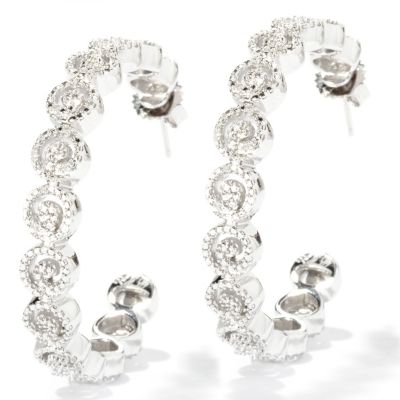 SS/PLAT EAR .10CT DIAMOND SWIRL HOOP