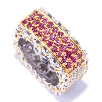127-308 - Gems en Vogue II 1.12ctw Raspberry Sapphire Square Band Ring 