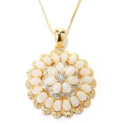127-309 - NYC II 3.16ctw Opal & White Zircon Pendant w/ Chain 