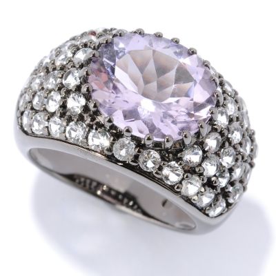 SS/BLK RHOD RING BRAZILIAN AMETHYST & WHT ZIRCON