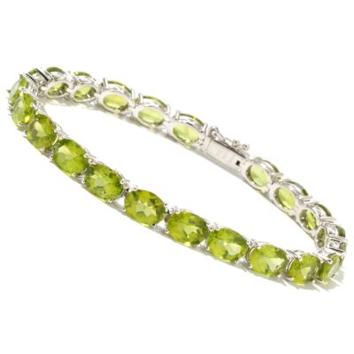 127-313 - Gem Insider Sterling Silver 8 x 6mm Oval Peridot Tennis Bracelet