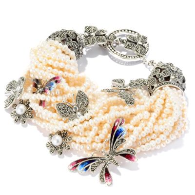 127-321 - Dallas Prince Sterling Silver 8'' Butterfly Bracelet Made w/ Swarovski&reg; Marcasite