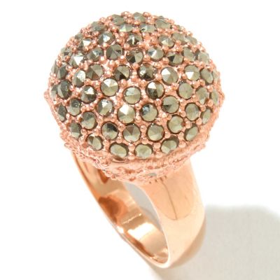 127-326 - Dallas Prince 18K Rose Vermeil Dome Ring Made w/ Swarovski&reg; Marcasite