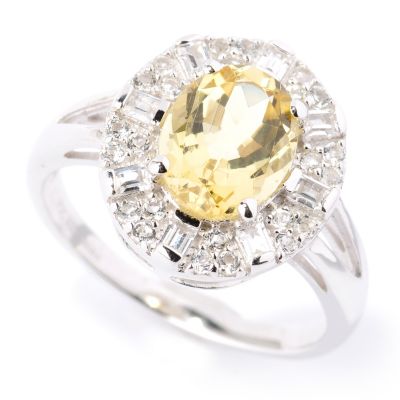 127-337 - Gem Treasures Sterling Silver 1.90ctw Oval Yellow Beryl & Gemstone Ring