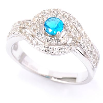 SS NEON APATITE SOLITAIRE WITH WHT TOPAZ SWIRL