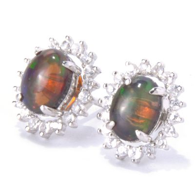 SS OVAL BLACK ETHIOPIAN OPAL STUD WITH JACKET EARRING