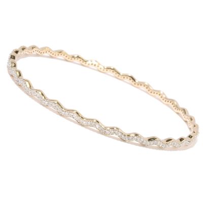 127-349 - Southport Diamonds Sterling Silver & 14K Vermeil 8" 1.50ctw Diamond Zigzag Bangle Bracelet