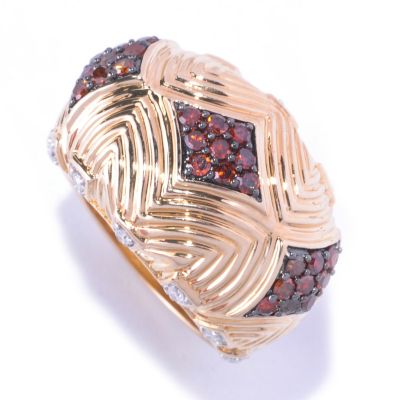127-350 - Southport Diamonds Sterling Silver & 14K Vermeil 0.75ctw Red & White Diamond Ring 