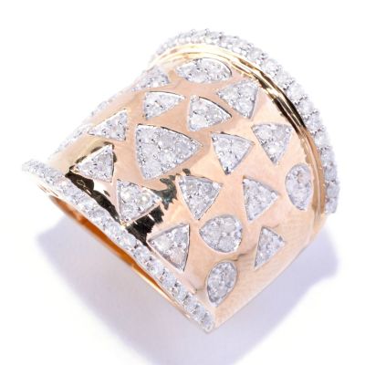 14K YG VERMEIL MULTI SHAPE YELLOW AND WHITE MOSIAC PAVE DIAMOND RING