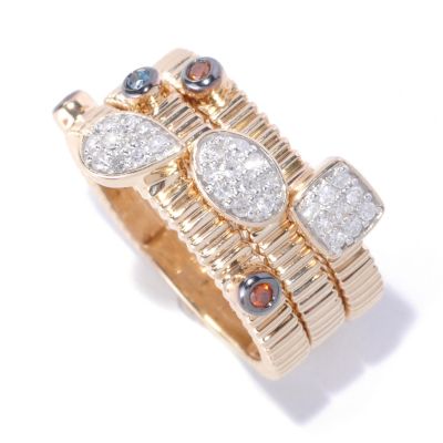 14K YG VERMEIL DIAMOND STACK RING