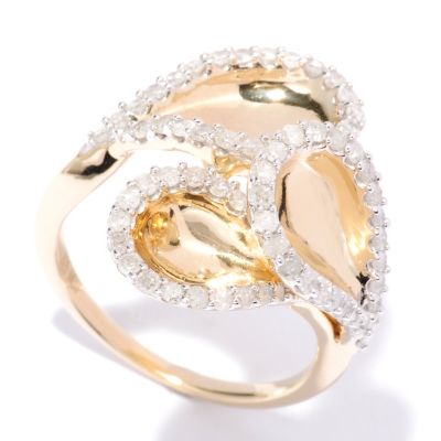 127-356 - Southport Diamonds Sterling Silver & 14K Vermeil 0.90ctw Diamond Teardrop Ring