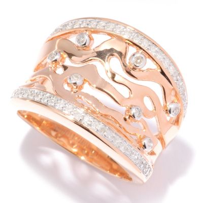14K RG VERMEIL CUT OUT RING DIAMONDS