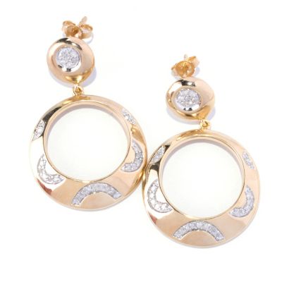 127-358 - Southport Diamonds Sterling Silver & 14K Vermeil 0.50ctw Diamond Front-Facing Hoop Earrings