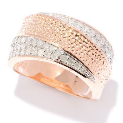 14K RG VERMEIL EDGE PAVE DIAMOND RING