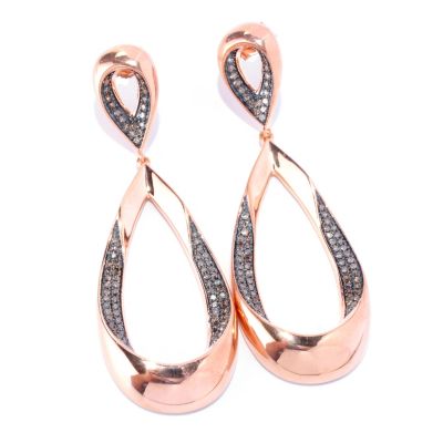 14K RG TEAR DROP EARRING WITH MOCHA DIAMONDS