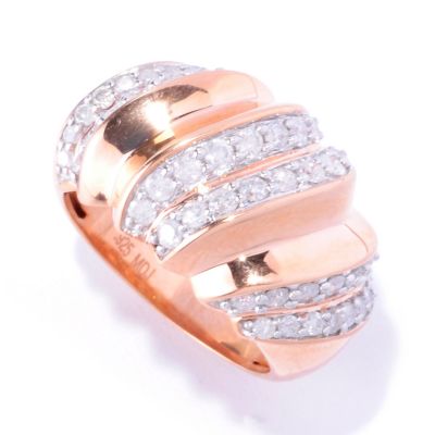 SS/RV RING WITH 2 ROW DIAMOND DESIGN