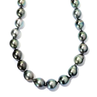 127-371 - 14K White Gold 18'' Semi-Baroque Peacock Tahitian Cultured Pearl Necklace