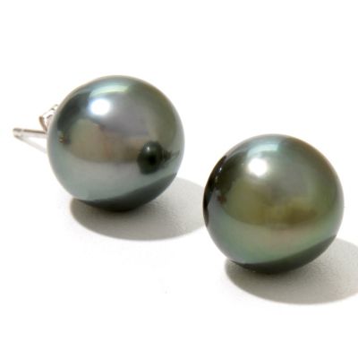 14K WG 10mm TAHITIAN STUD EARRINGS