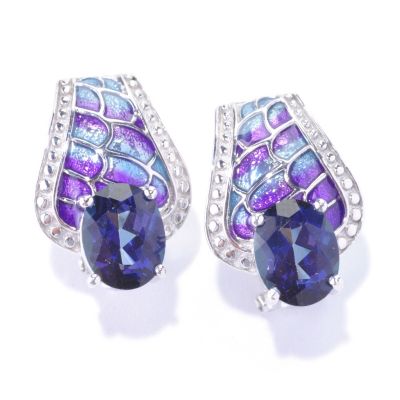 127-374 - NYC II Exotic Topaz & Gradated Enamel Earrings w/ Omega Backs
