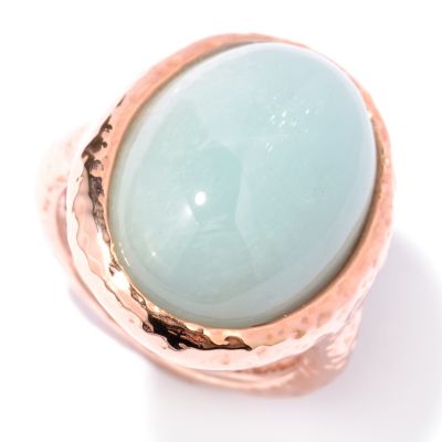 14K ROSE GOLD ORO VITA ELECTROFORM MILKY AQUA RING